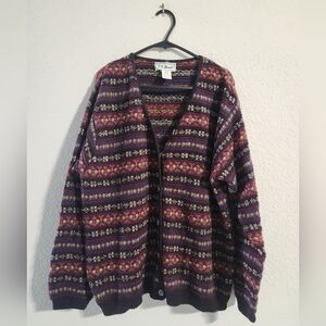 L.L. Bean Vintage Women’s Fair Isle Button-front cardigan sweater size small